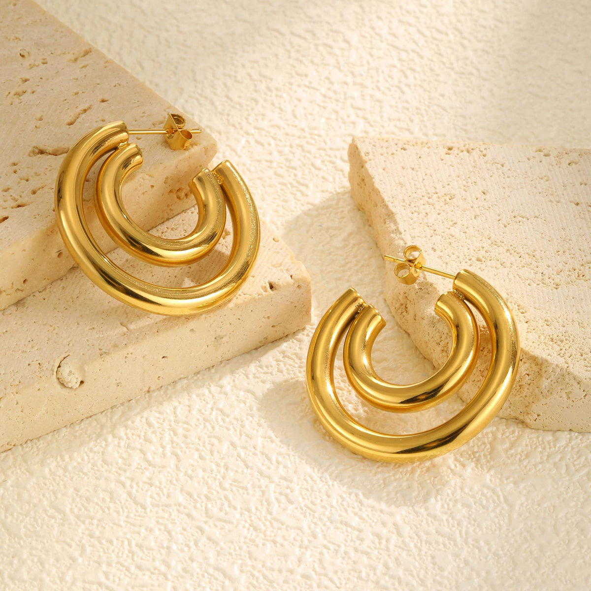 Modern Gold-Tone Stainless Steel Earrings