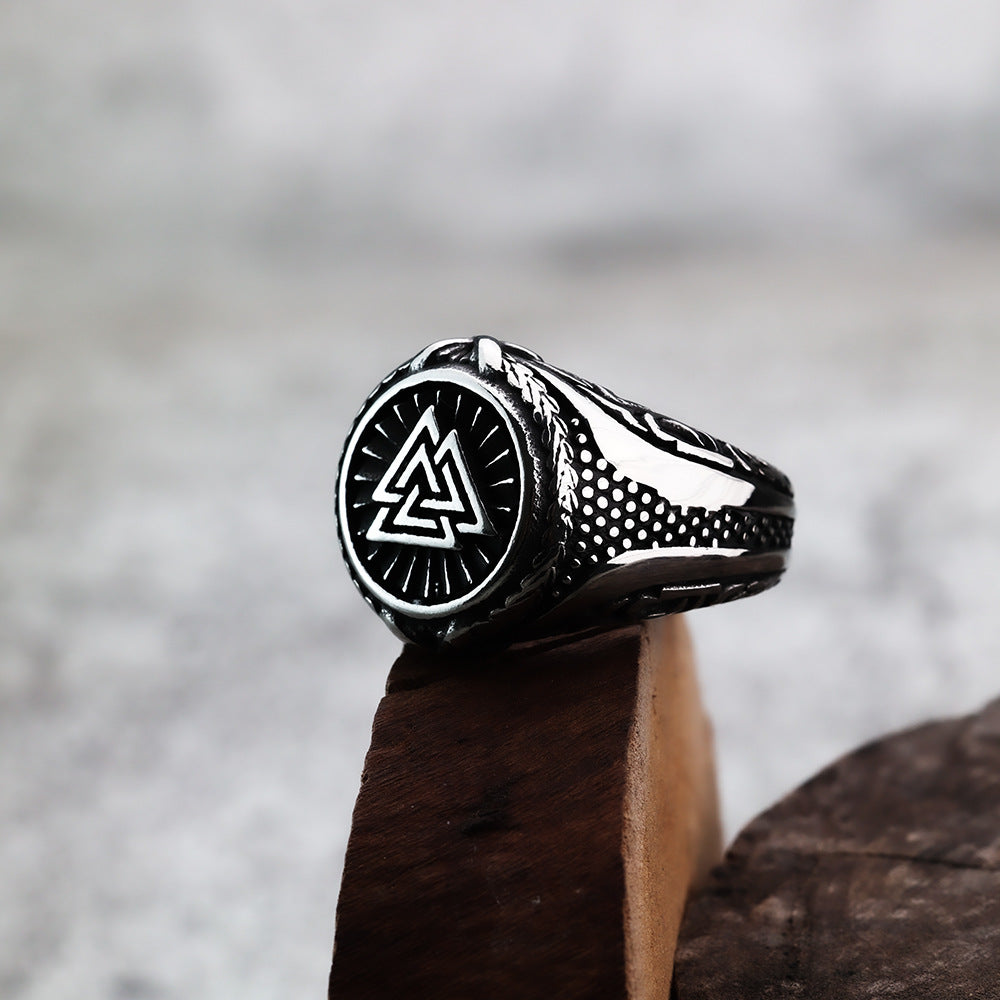 Nordic Viking Style Fashion Triangular Rune Men's Ring