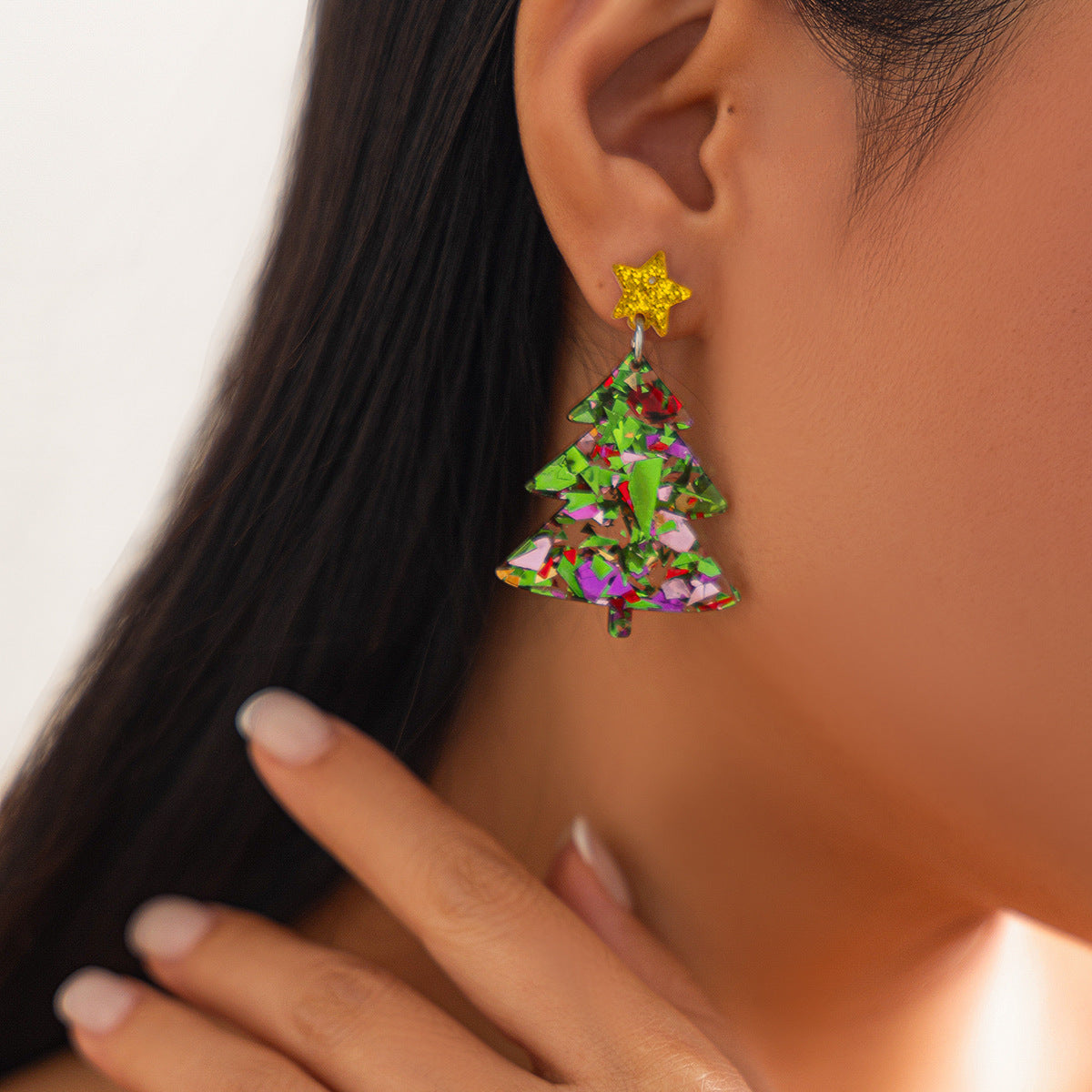 Planderful Vienna Verve Christmas Earrings Fringed Pendant For Women Elk Tree Design Statement