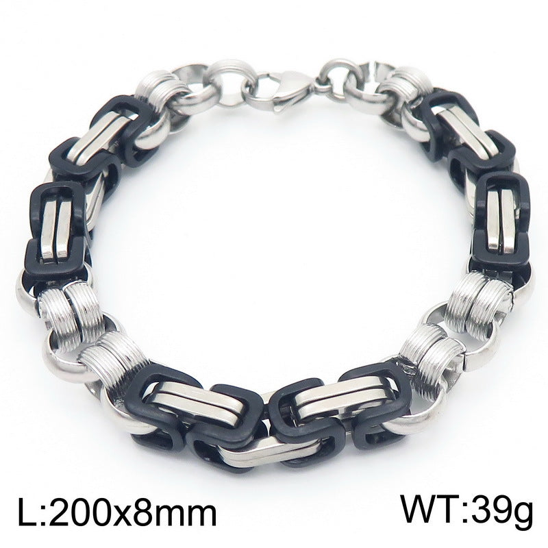 Hand-Spliced O-Chain Byzantine Festival Chain Two-Color Titanium Steel Men's Bracelet