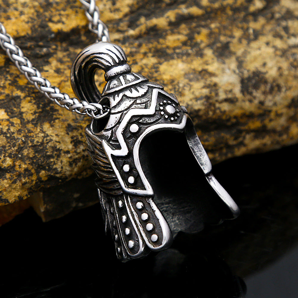 Warrior Helmet Stainless Steel Pendant Necklace