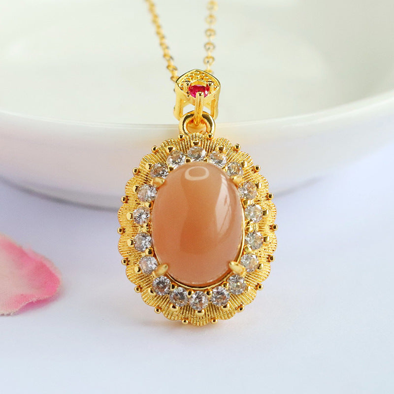 Orange Moonstone Teardrop Bail Pendant — No Chain