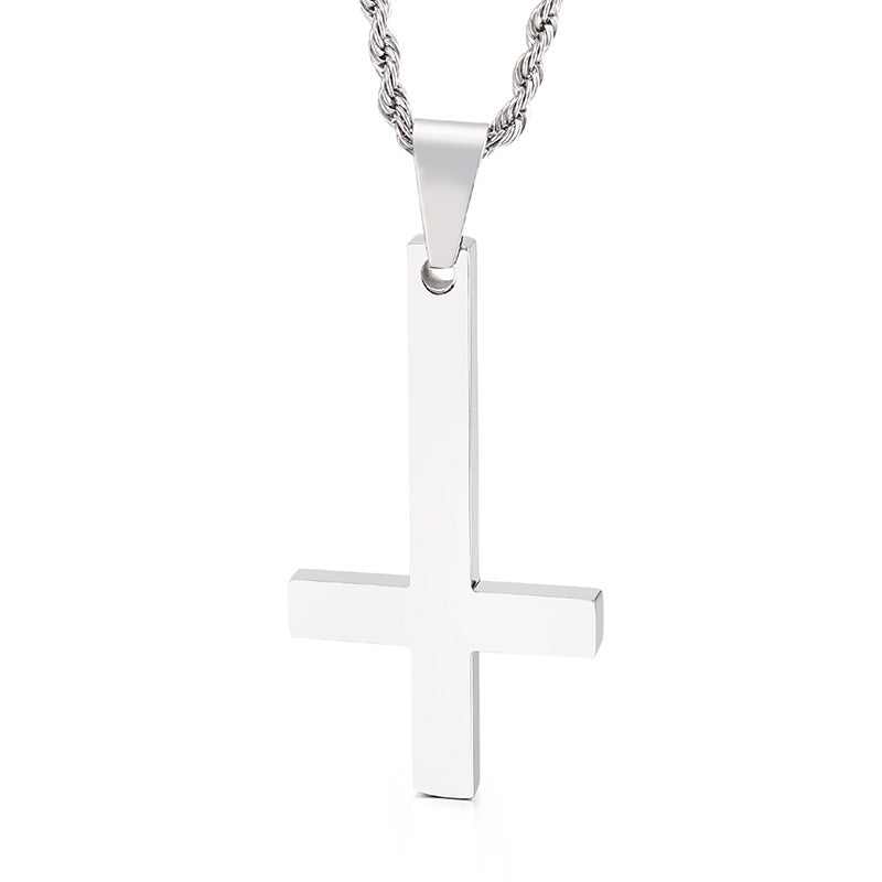 Titanium Steel Hollow Cross Pendant with Personalized Design for Men