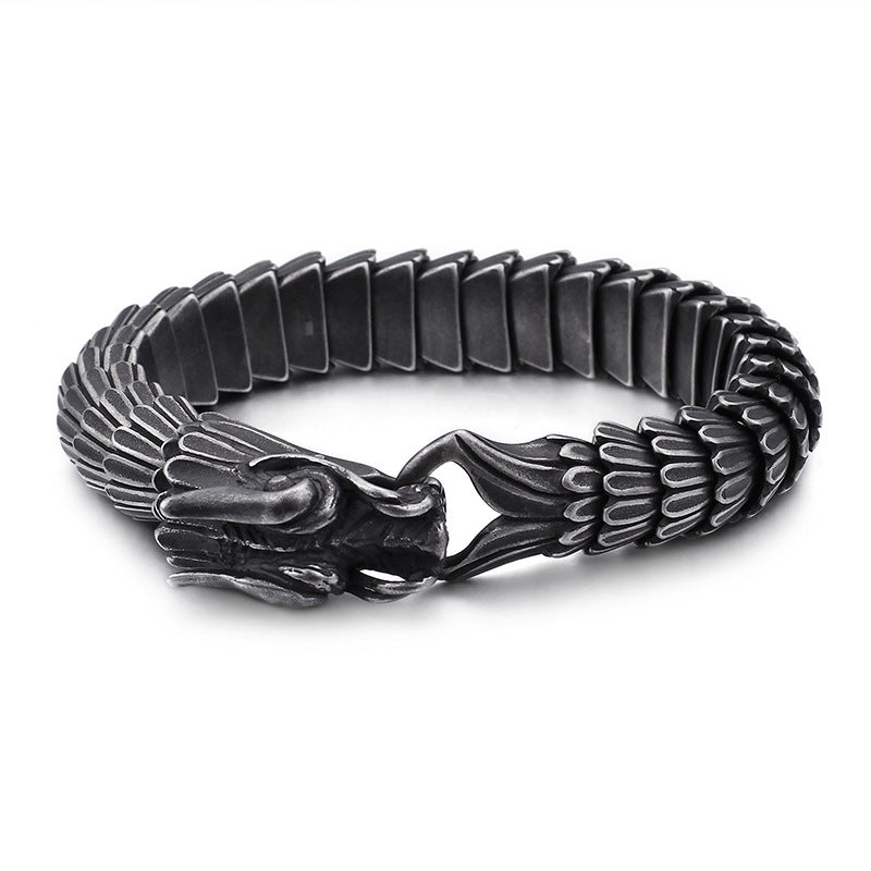 Zodiac Dragon Bracelet – Dragon Scale Pattern Men's Bracelet Stainless Steel Keel