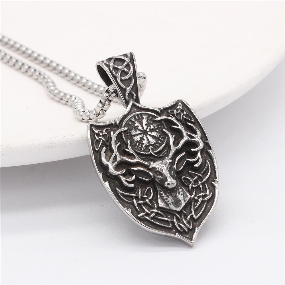 Elk Pendant Titanium Steel For Unisex Style Bold Retro Statement Planderful Everyday Genie