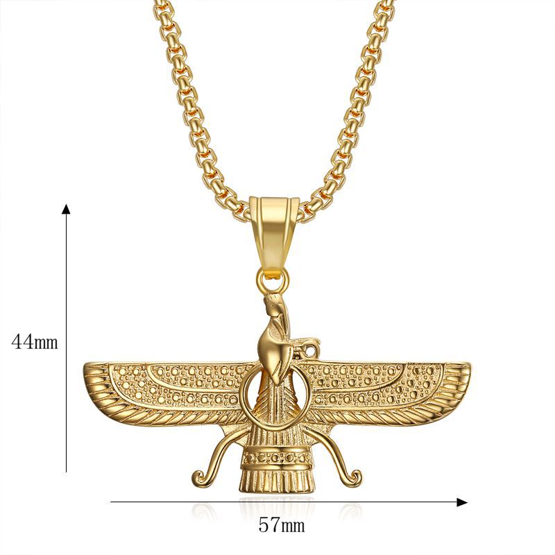 Planderful Hip Hop Jewelry Necklace Titanium Steel Gold Plated Zoroastrianism Pendant For Urban Fans