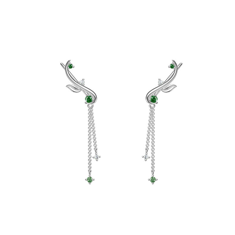 Original New Chinese Long Zircon Earrings S925 Silver Women's Wholesale