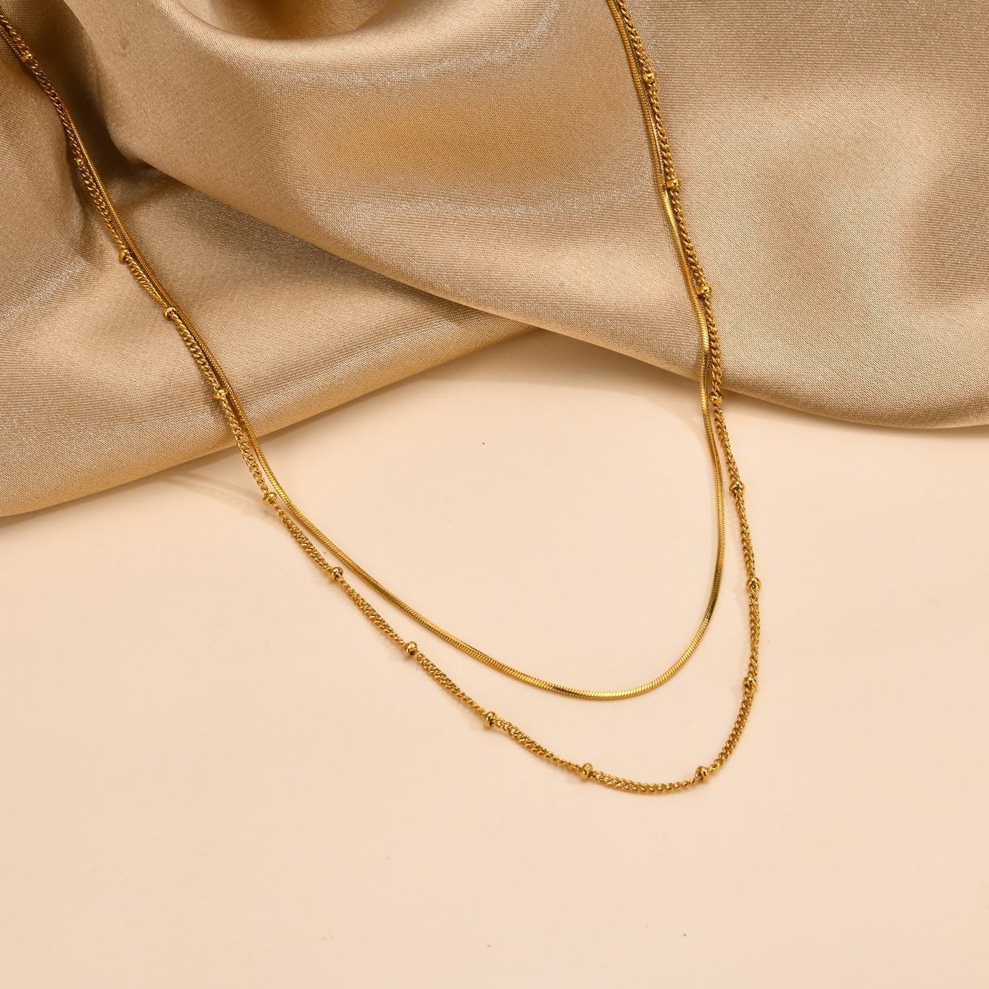 Cross-Border Jewelry Double-Layer Gold Snake Chain Necklace