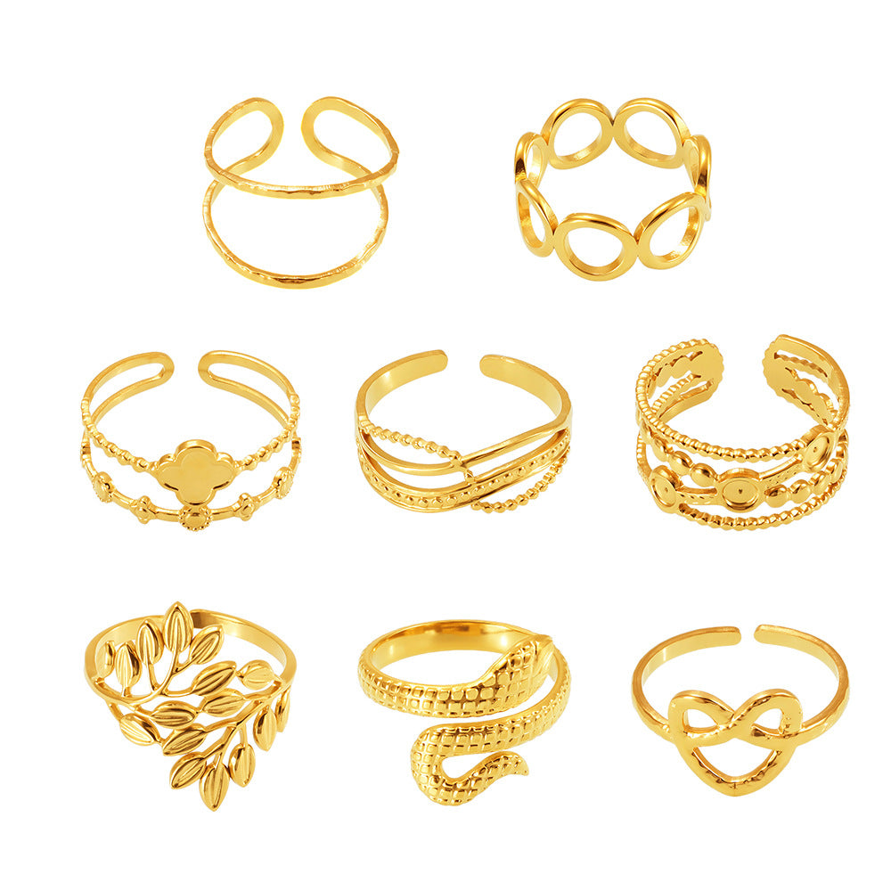 Planderful 18K Gold Plated Geometric Flower Ring For Women