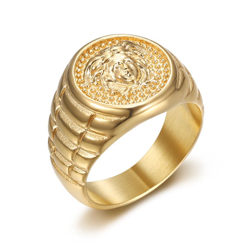 Planderful Medusa Ring For Men Gold Plated Steel Titanium Style Hip Hop Mythology Accessory