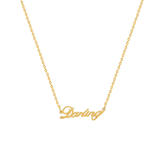 Korean Style English Letter Pendant Necklace with 18K Gold Plating - Niche Design for Women