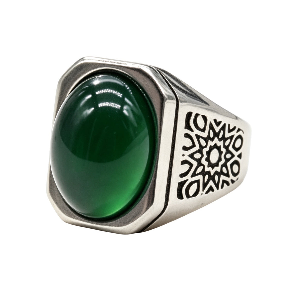 Star-Detail Gemstone Titanium Steel Ring
