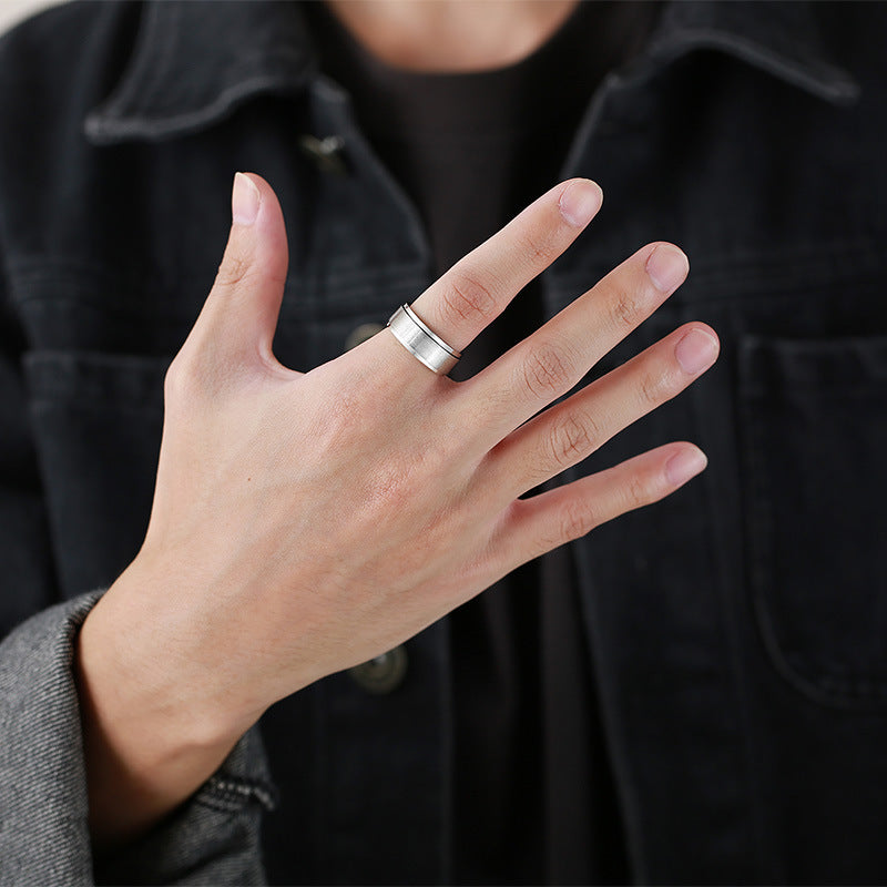 European And American Index Finger Joint Stainless Steel Rotary Decompression Ring Wholesale For Men