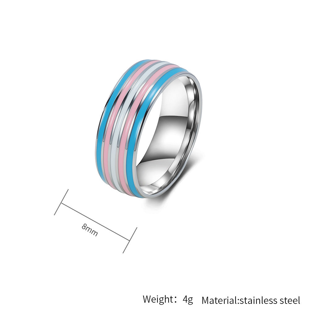 Steel Ring - Statement Rainbow Flag Ring