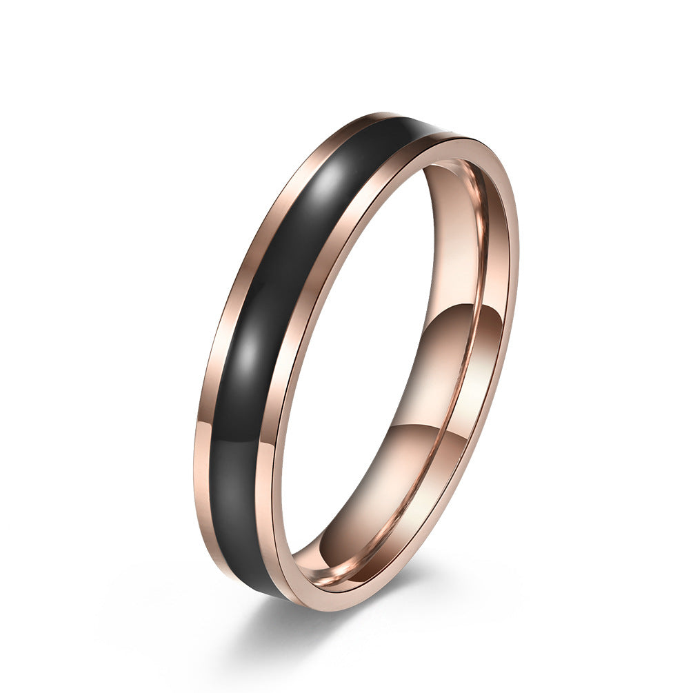 Stainless Steel Black & White Rubber Neutral Couple Ring – Unisex Wedding Engagement