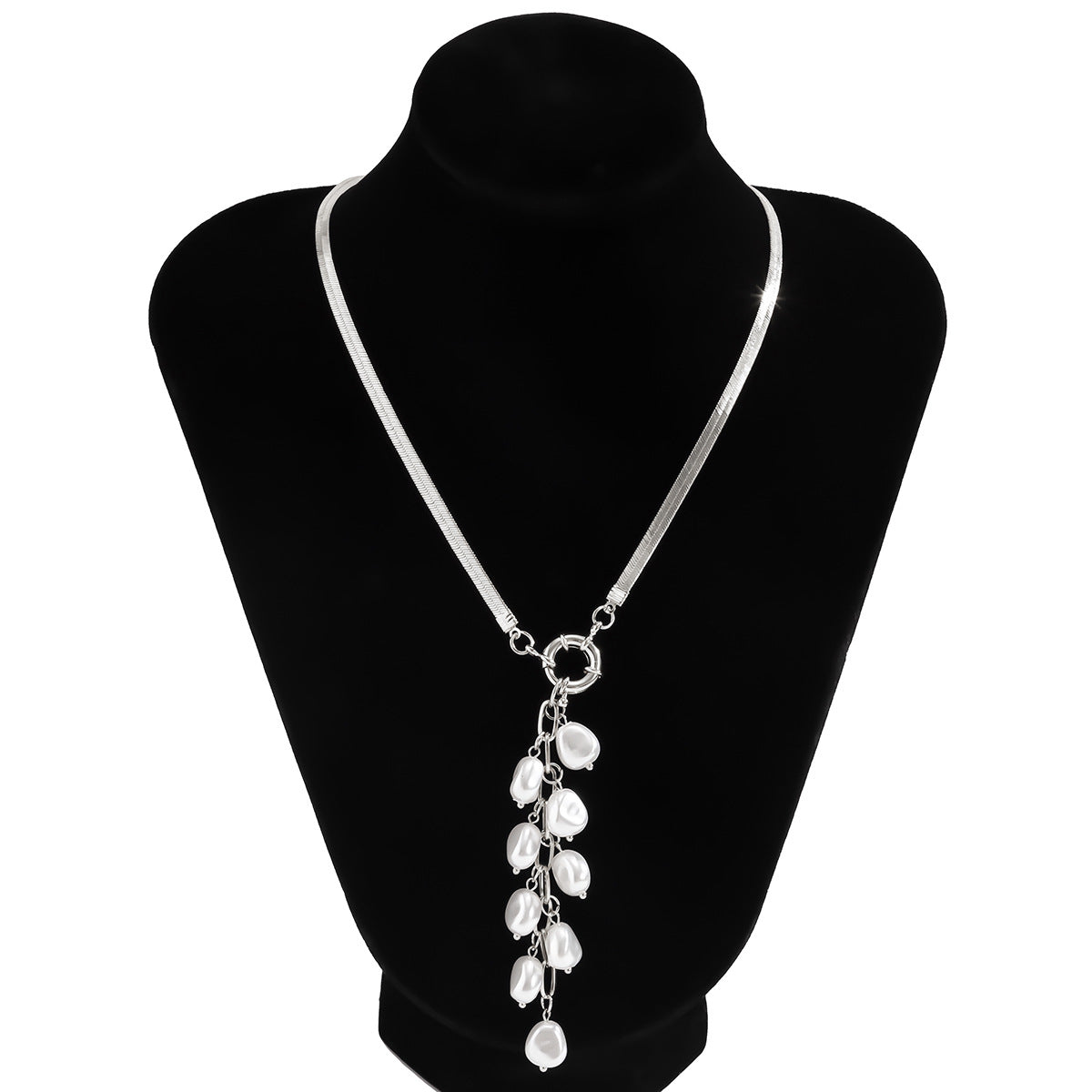 Imitation Pearl Fringe Necklace For Women By Planderful Vienna Verve Retro Geometric Y Shape Statement Jewelry