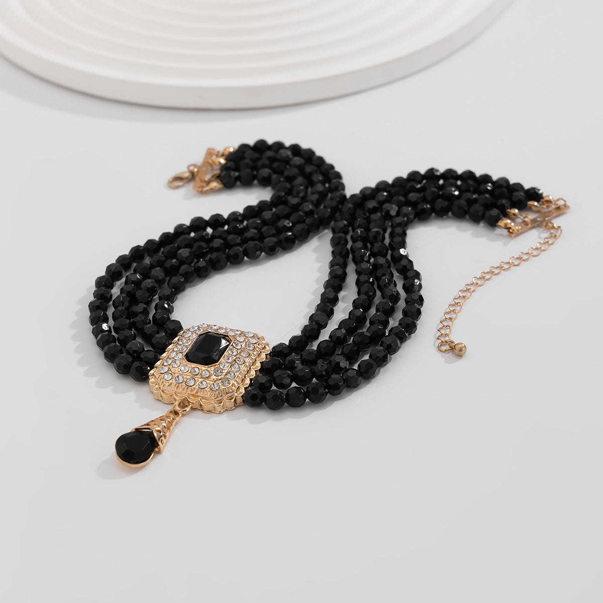 French Crystal Square Layered Choker