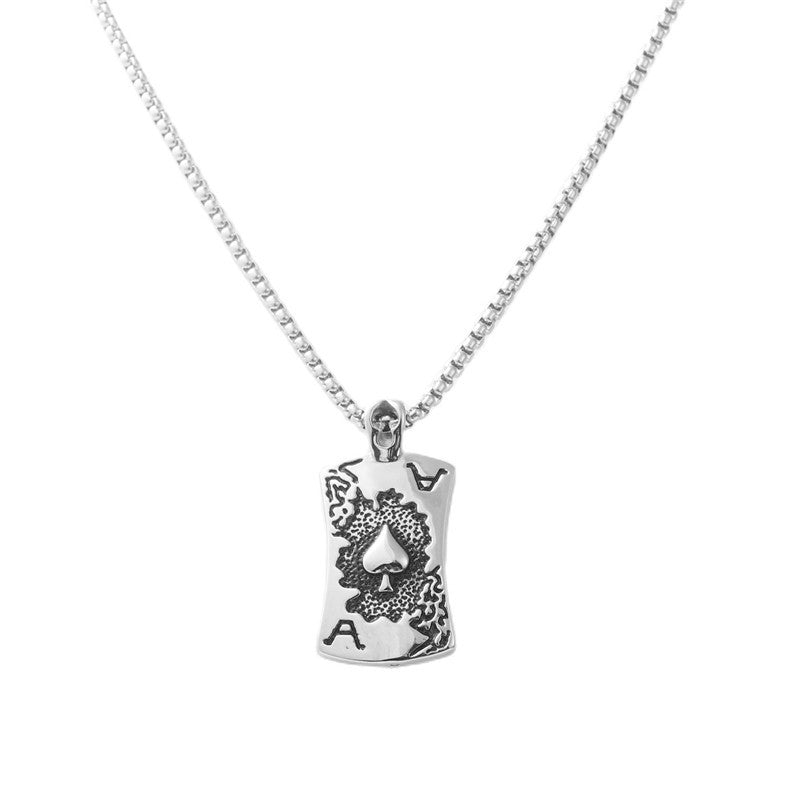Personalized Retro Playing Card Pendant Necklace for Men in Titanium Steel