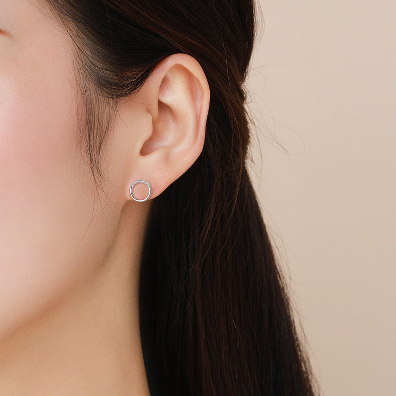 Exquisite Micro Inlaid Zircon Earrings - Sterling Silver Hollow Design