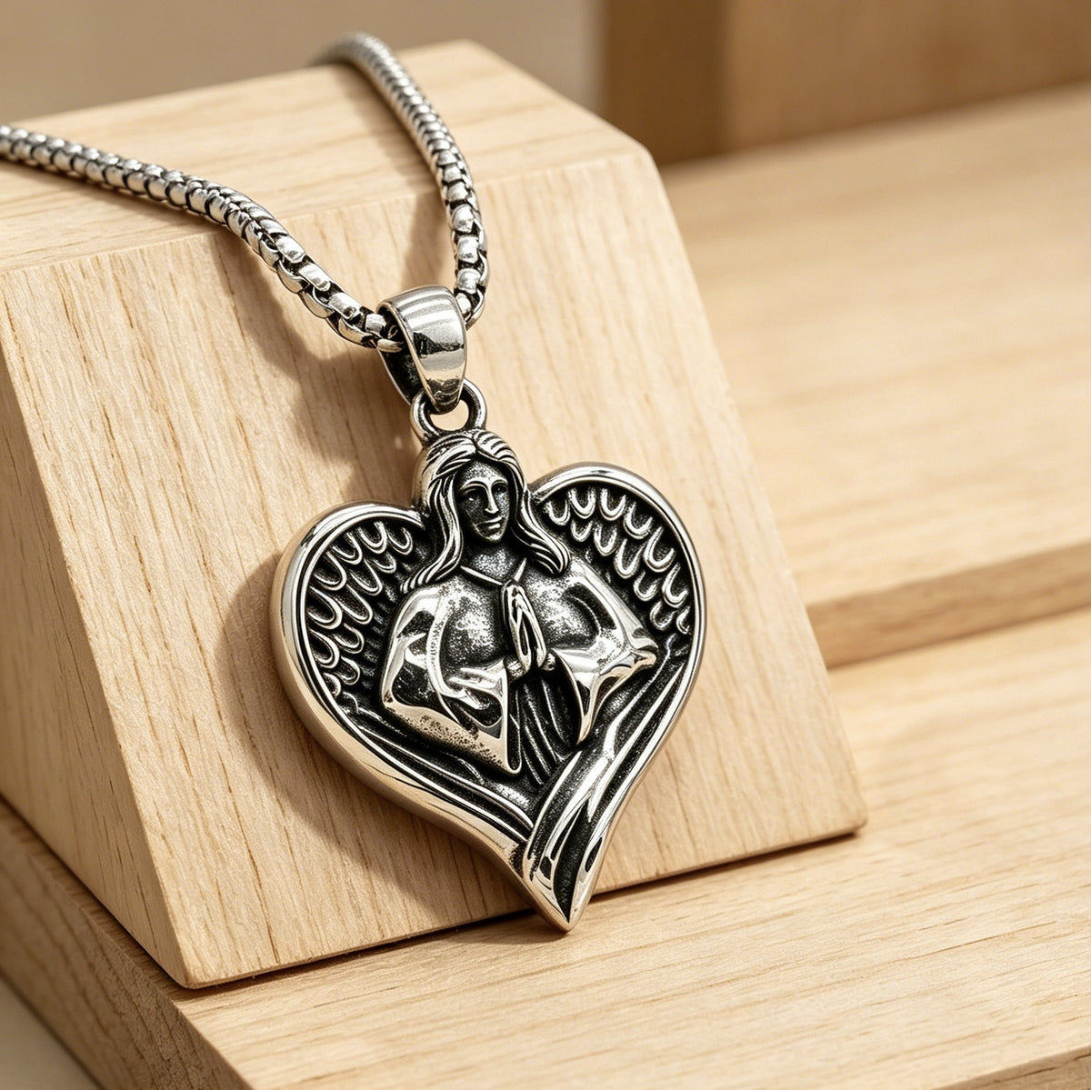 Angel Heart Stainless Steel Pendant Necklace