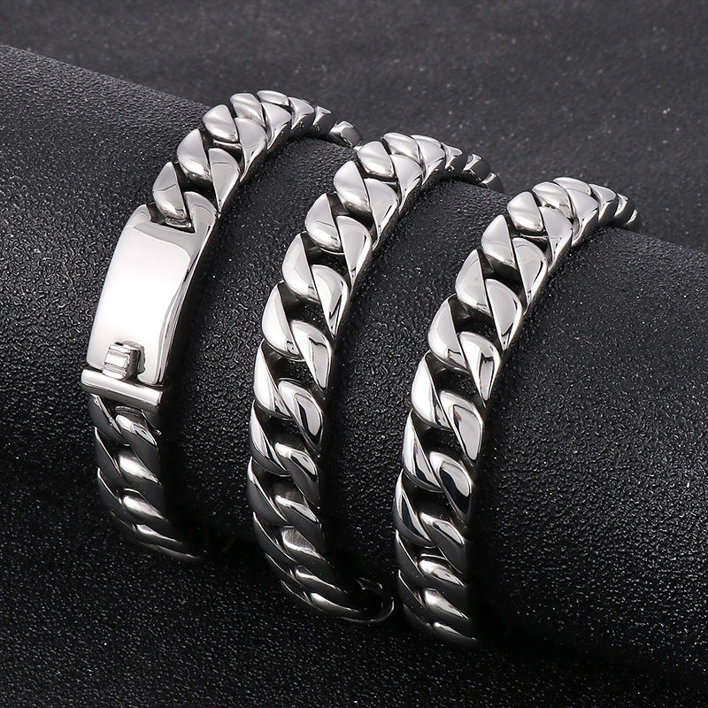 Stainless Steel Punk, Korean Version Of Cuban Chain 12mm Necklace Men's Glossy Necklace