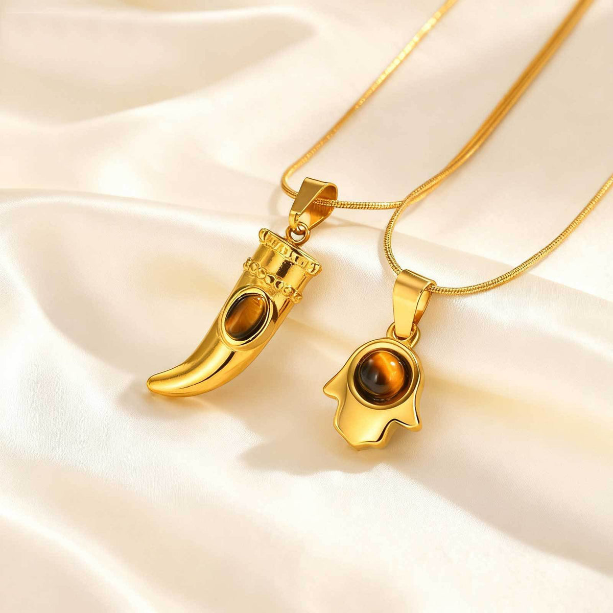 Fatima Hand Tiger Stainless Steel Pendant