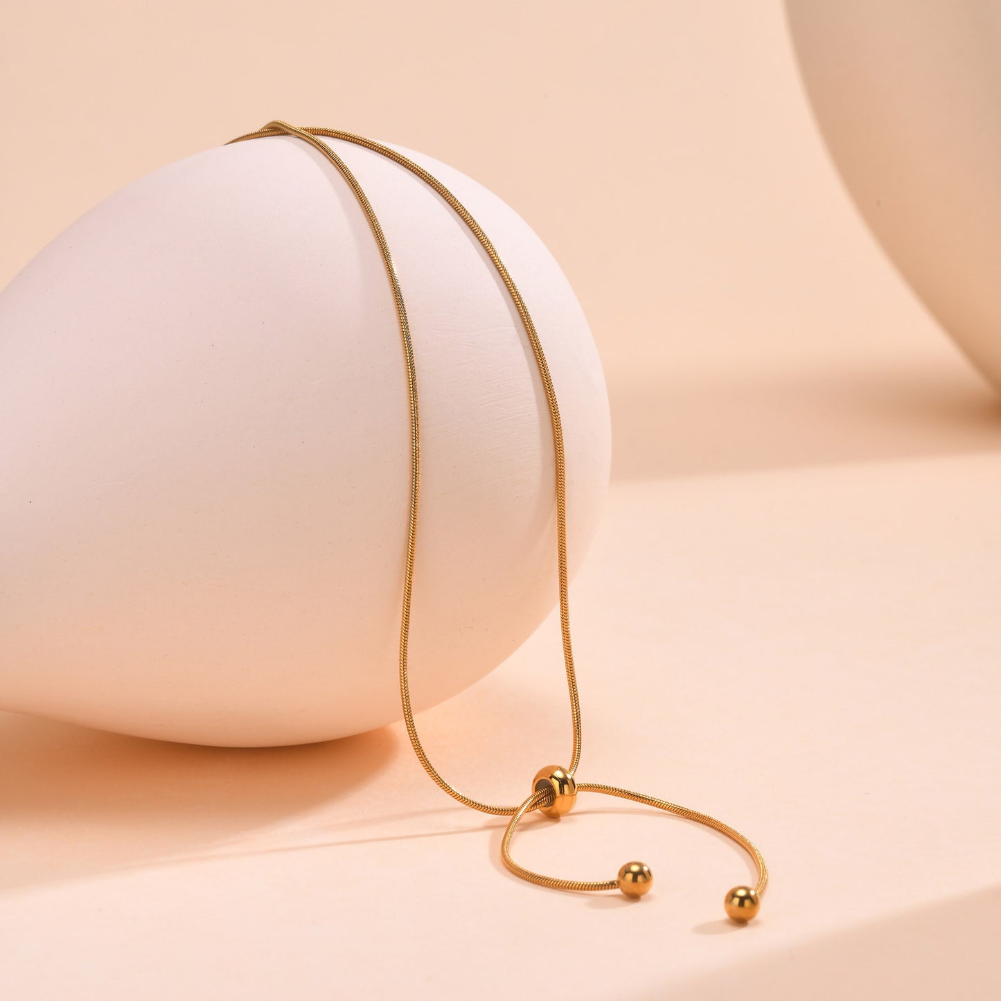 Stainless Steel Round Snake Chain Necklace Ladies Gold Adjustable