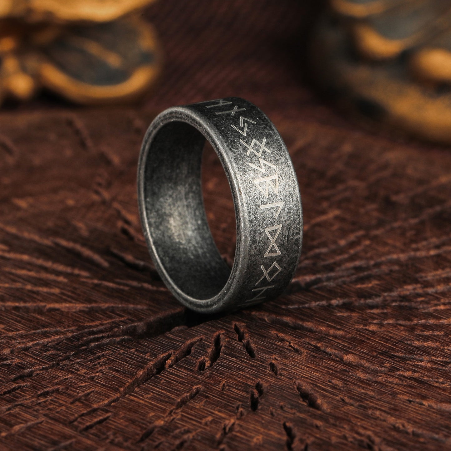 Viking Rune Ring By Planderful Titanium Steel Nordic Old Silver Design Unisex Protection Symbol Retro Jewelry