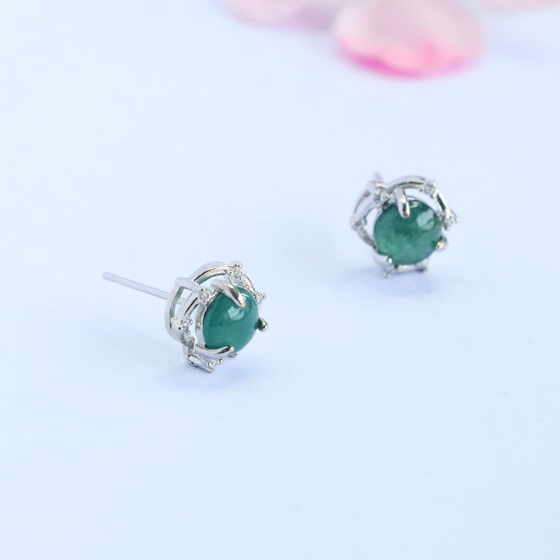 Blue-Water Jadeite Star Trail Stud Earrings