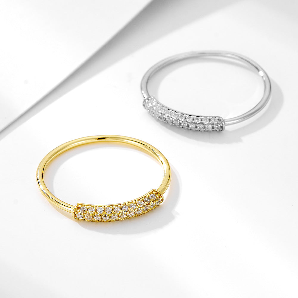 S925 Sterling Silver Micro-Inlaid Zircon Ring And Index Finger Ring Tail Ring