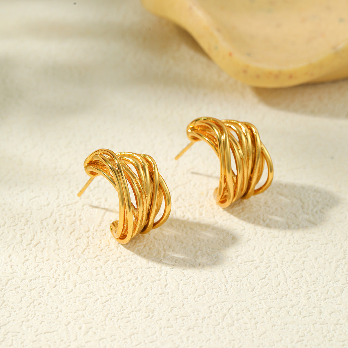 Geometric Stainless Steel Stud Earrings Multi Layer Weave Statement By Planderful Vienna Verve For Trendsetting Women