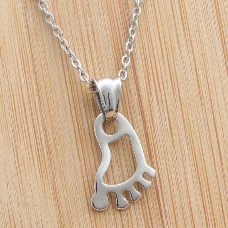 Personalized Titanium Steel Foot Pendant Necklace - Trendy Punk Design for Men and Women