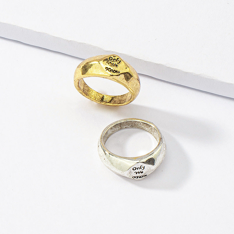 Vintage Charm Couples Rings with Unique Cross-Border English Design