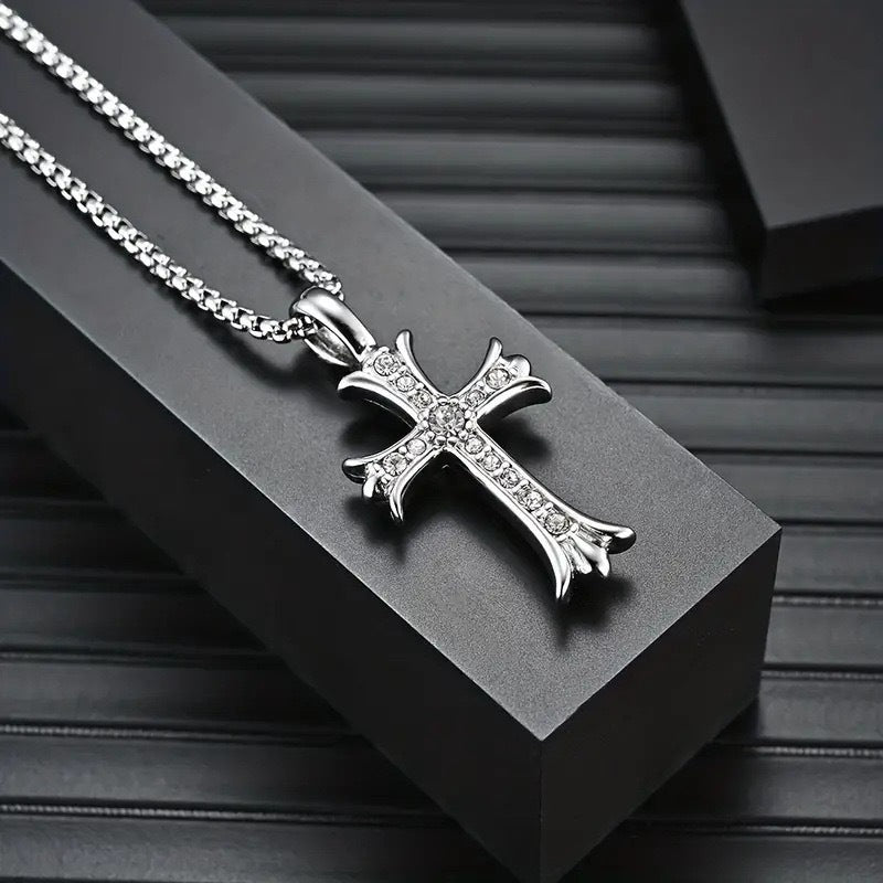 Planderful Everyday Genie Mens Cross Necklace Personalized Steel Hip Hop Fashion Accessory
