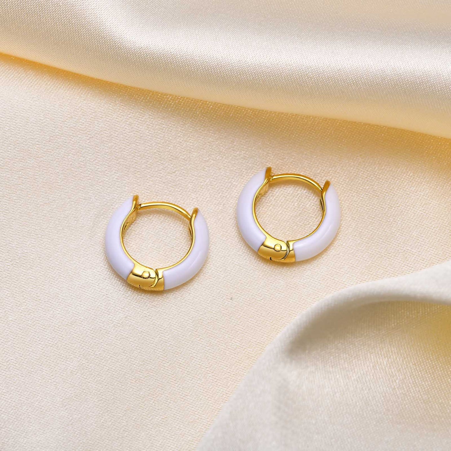 Ladies Fashion Stainless Steel Candy Color Earrings Gold Set