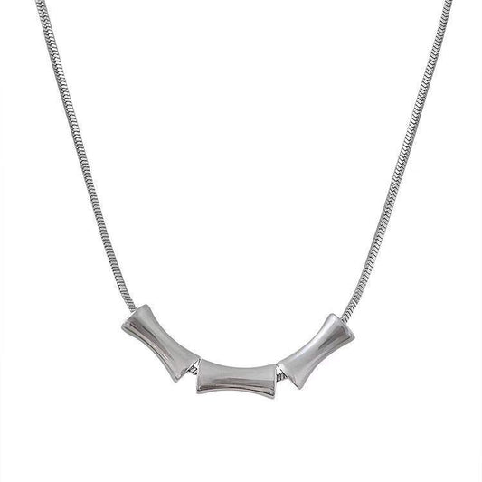 Planderful Jewelry Everyday Genie Steel Necklace With Three Bamboo Pendants On Snake Bone Chain For Men