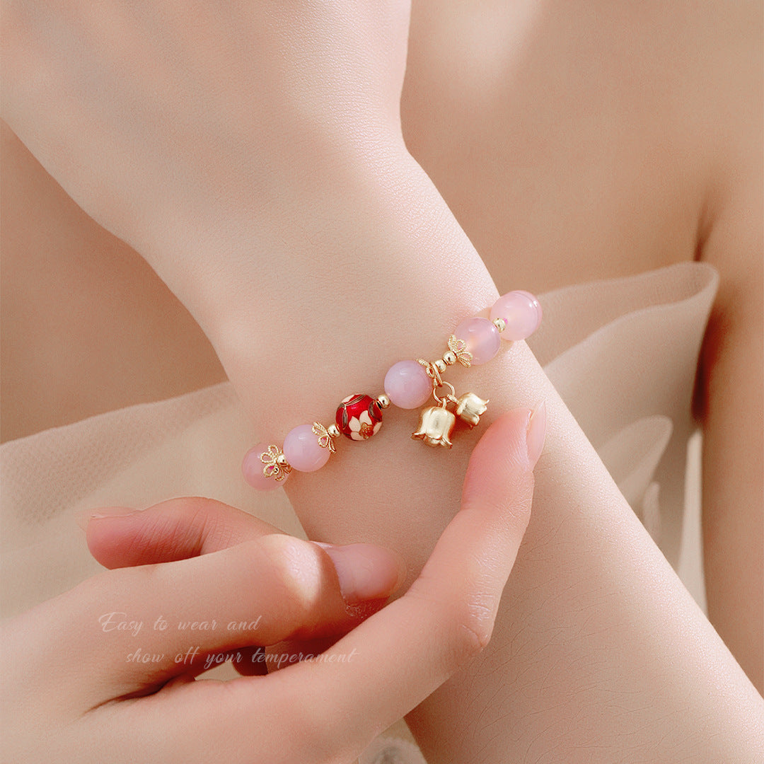 Vintage Pink 925 Sterling Silver Women's Bracelet