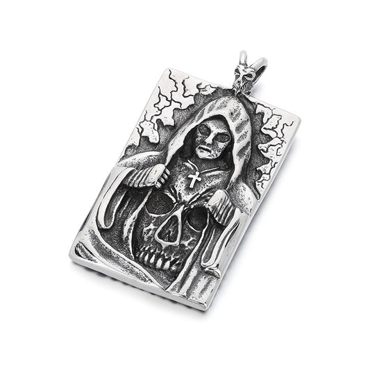 Evil Ghost Pendant, Retro Devil's Claw Masked Muse Skull Titanium Steel Pendant Necklace