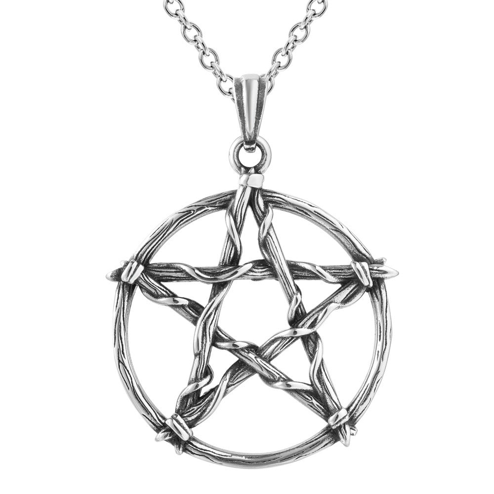 Personalized Retro Five-Star Men's Pendant in Titanium Steel - European and American Style