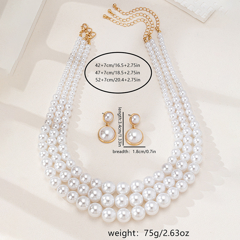 Light Luxury Pearl Necklace Earrings Set for Women Planderful