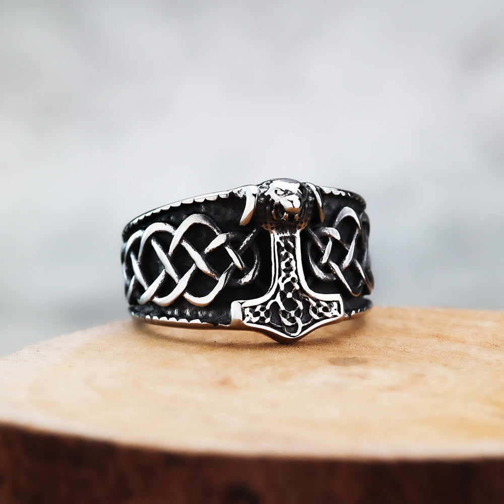 Nordic Vintage Stainless Steel Men's Viking Quake Ring