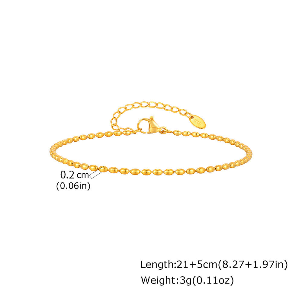 Stainless Steel Rugby Bead Anklets Ladies – Summer Beach Vacation Feet Bracelet