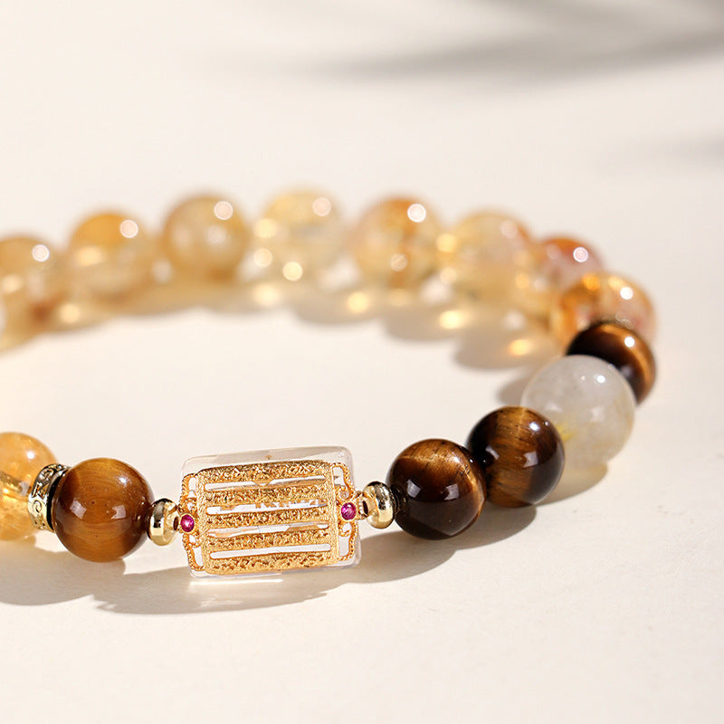Planderful Fortune's Favor Bracelet – Elegant Crystal Design with Yellow Tiger Eye