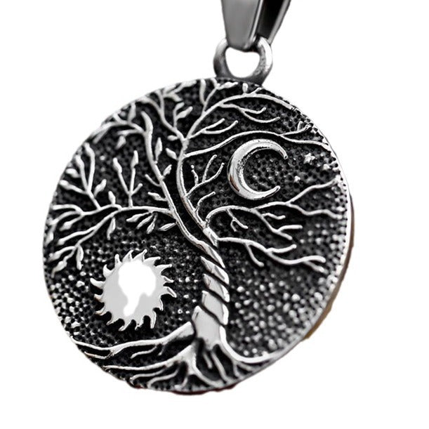 Retro Viking-Inspired Titanium Steel Moon and Star Pendant Jewelry for Men