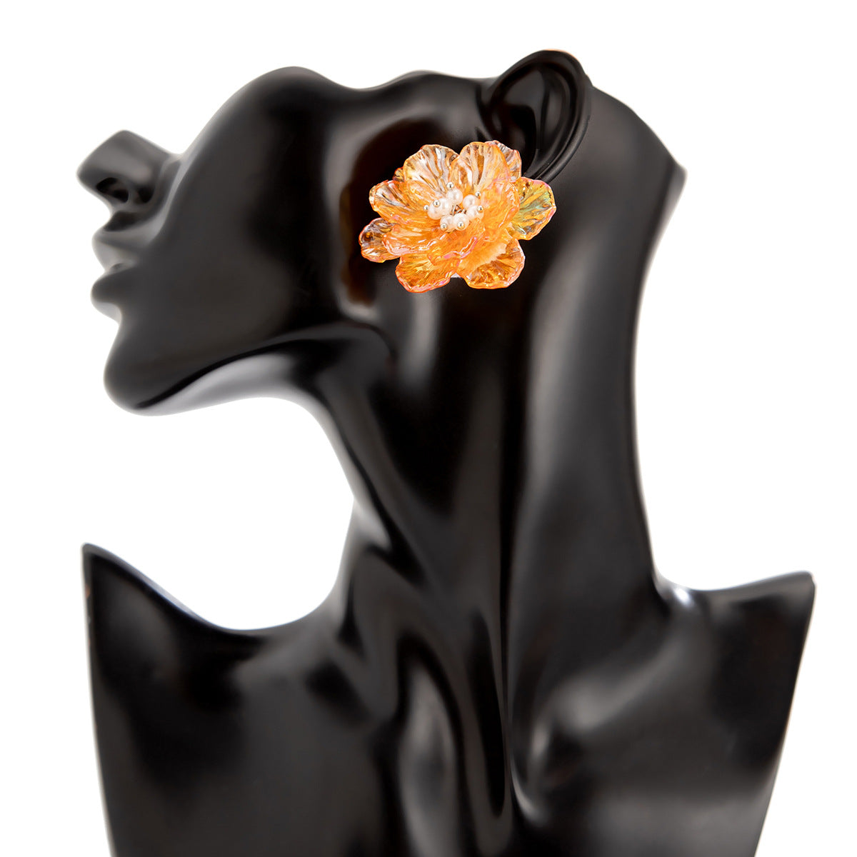 Planderful Vienna Verve 3D Flower Stud Earrings For Women Translucent Color Fantasy Statement Imitation Pearl