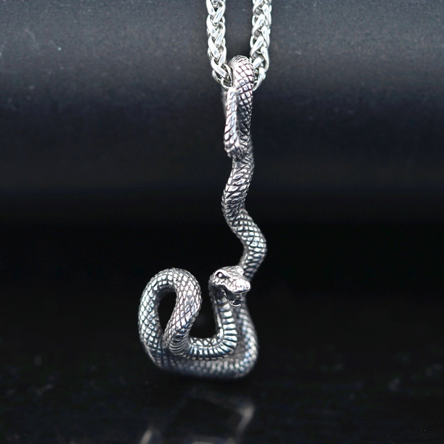 Steel Necklace – Vintage Snake Pendant
