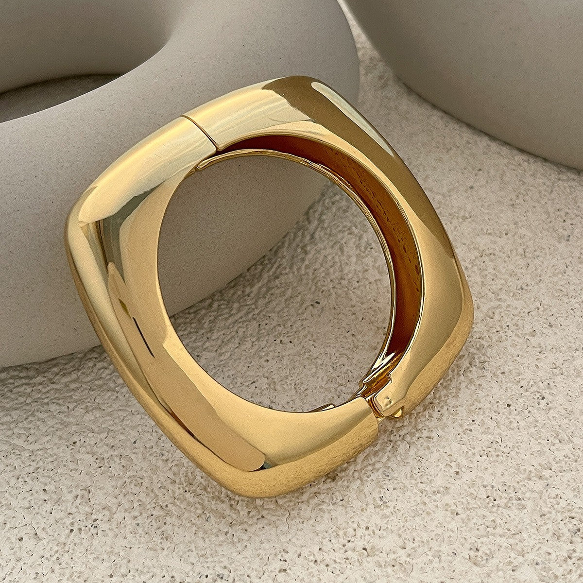 Planderful Vienna Verve Metal Dopamine Wide C Shaped Bracelet Glossy Finish Statement For Women