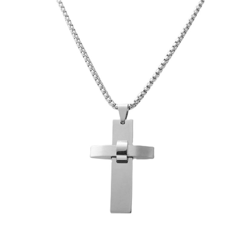 Personalized Retro Titanium Steel Cross Necklace for Men - Trendy Stainless Steel Pendant