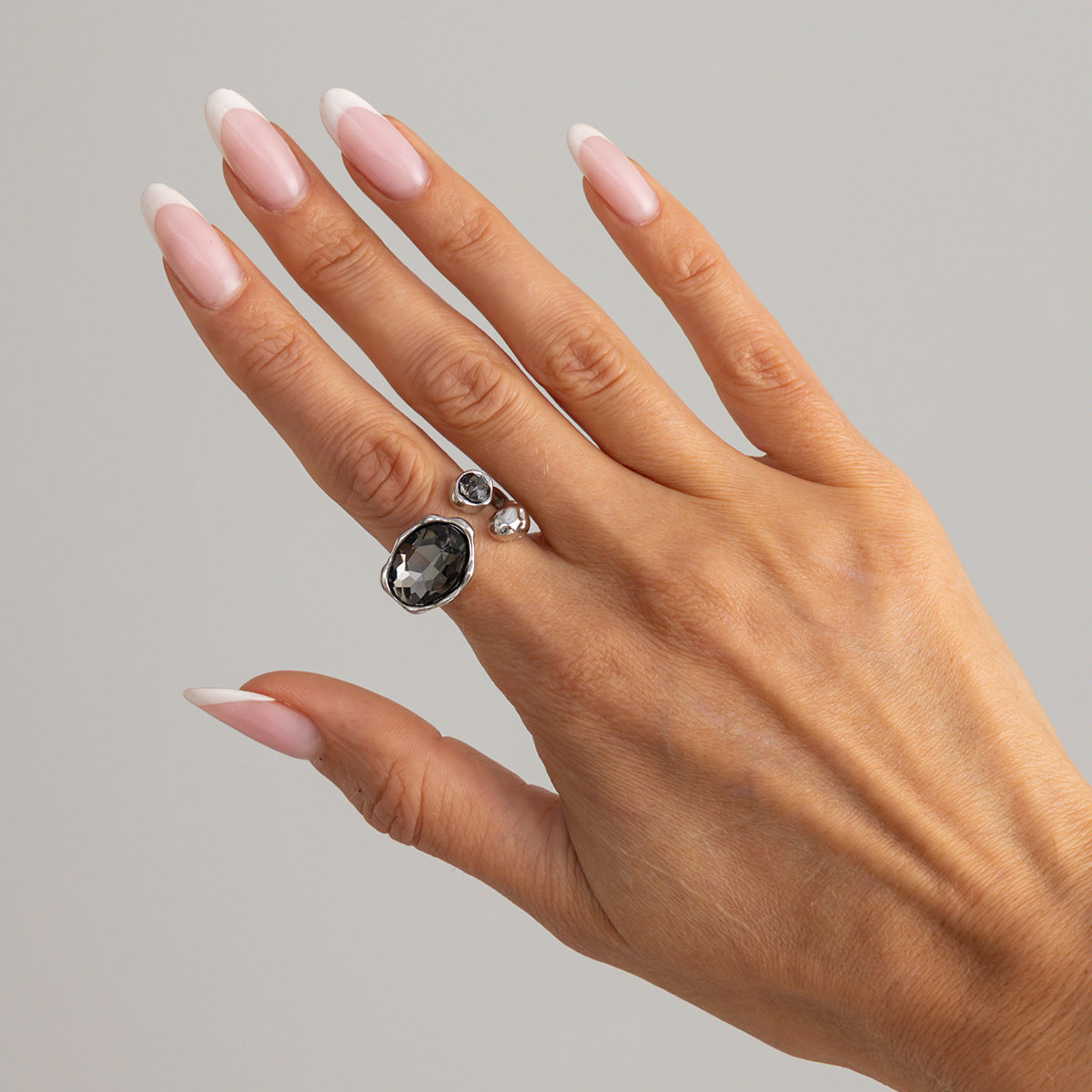 Planderful Zircon Ring Open Ring Pink Spice Girl Style For Bold Women Statement Hand Jewelry