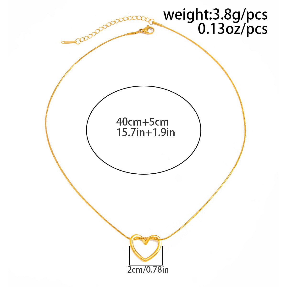 Stainless Steel Love Heart Pendant Collarbone Necklace Pvd Gold-Plated